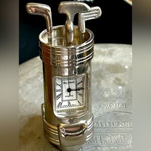 Bey Berk Golf Bag Novelty Quartz Mini Clock 925 Silver Plated